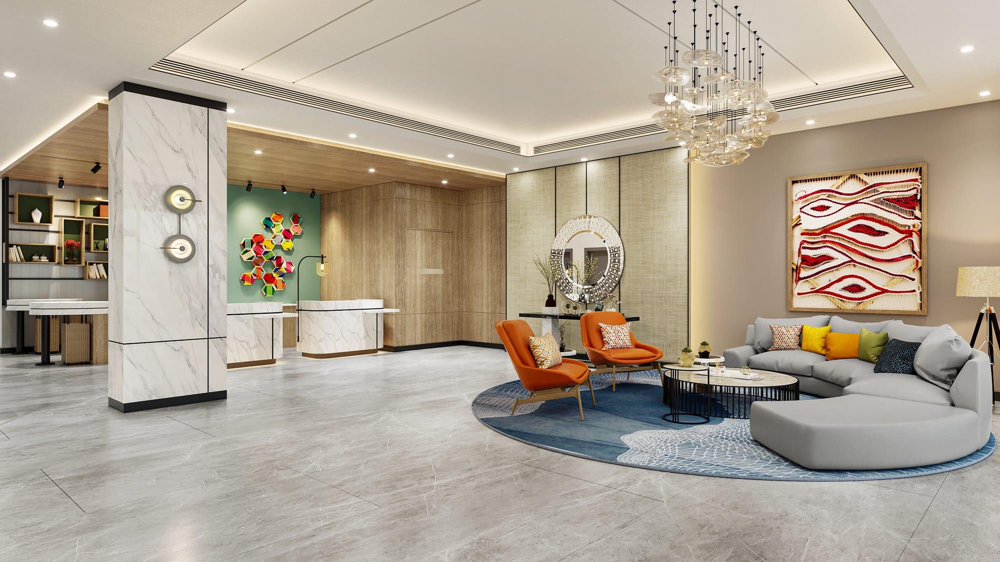 Hilton Garden Inn, Surat — reception area render