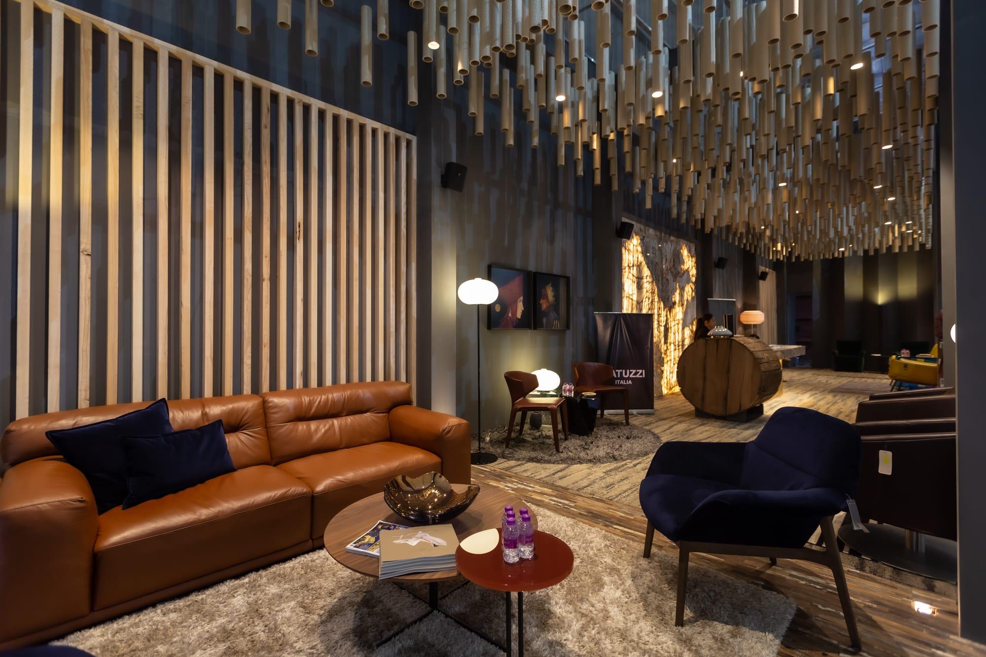 iDAC 2020 VIP Lounge — leather seating beneath the timber ceiling