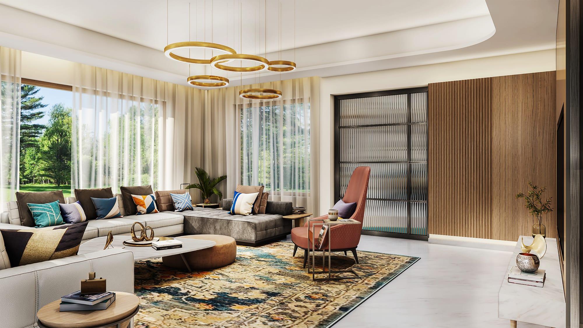 Lake View Residence KYS, Solapur — living area render